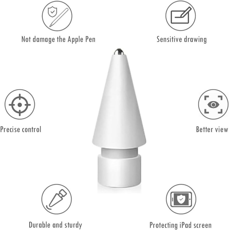 SIXFU 6 PCS Replacement Pencil Tips for Apple Pencil, Durable iPencil Tip Nibs Accessories for iPad Pro/Apple Pencil Pro/USB-C/ 1st Gen/ 2nd Generation (Fine Point) - Image 4